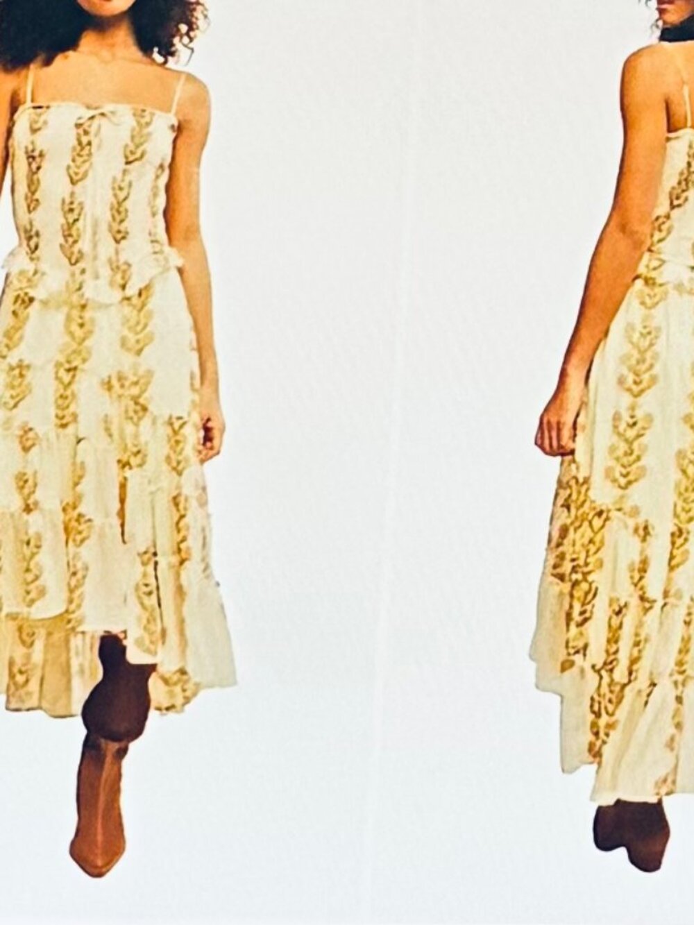 Free People Alejandro Floral Midi Dress in Yellow & Green (L) New With Tag - Picture 5 of 13